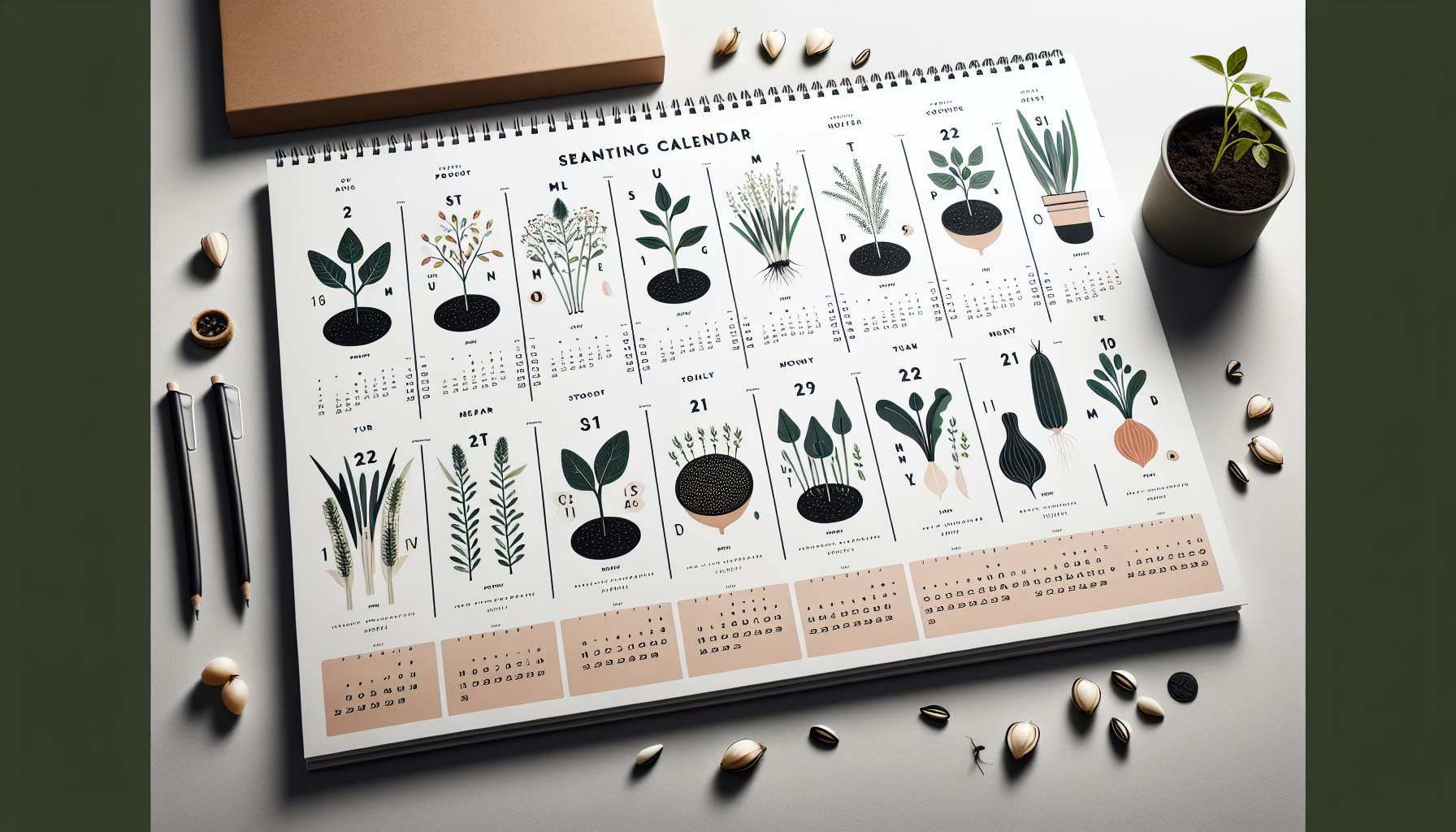 Seasonal planting calendar showing optimal sowing times for seasonal planting calendars