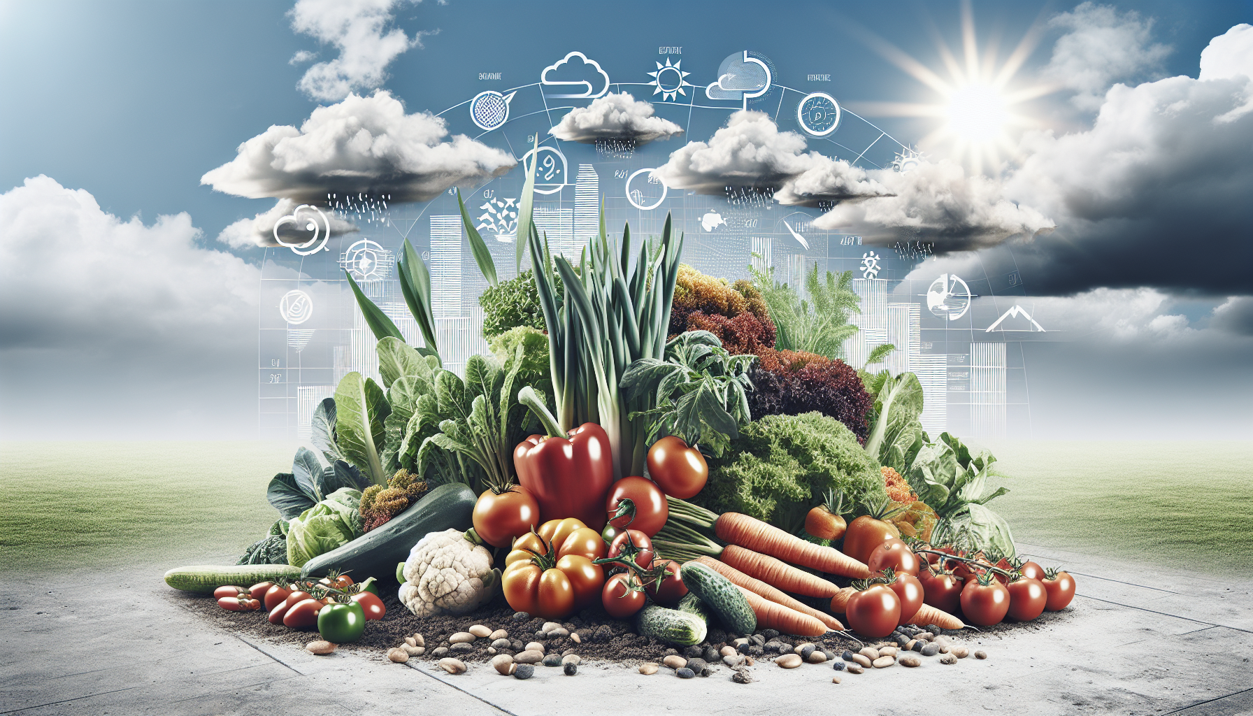 Fresh climate-adapted vegetable varieties ready for harvest