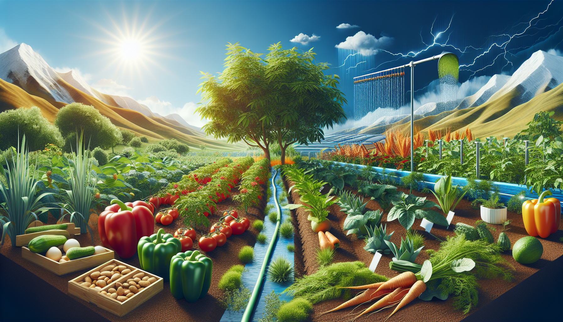 Fresh climate-adapted vegetable varieties ready for harvest